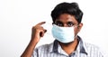 Black man wearing face mask protective from virus coronavirus Royalty Free Stock Photo