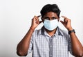 Black man wearing face mask protective from virus coronavirus Royalty Free Stock Photo