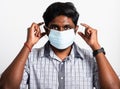 Black man wearing face mask protective from virus coronavirus Royalty Free Stock Photo