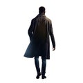 black man wearing a trench coat. handsome. PNG file