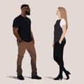black man white woman date vector flat isolated illustration