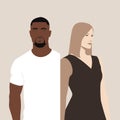 black man white woman date vector flat isolated illustration