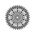 Mandala on white background. Vector line art, henna tattoo, ethnic tribe, mandala with abstract pattern,meditation symbolic.