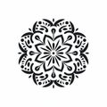 Black Mandala Pattern On White Background - Stenciled Iconography