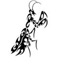 Black mantis painted in Celtic style. Design can be used for insect logo