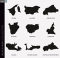 Black map collection, black contour maps of World