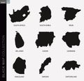 Black map collection, black contour maps of World