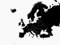 Black Map of Europe With Countries on White Background Royalty Free Stock Photo