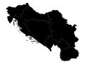 Black map of Former Yugoslavia countries on white background