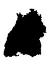 Black Map of German State of Baden-WÃÂ¼rttemberg