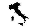 Black map of Italy on white background Royalty Free Stock Photo