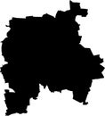 Black map of Leipzig, Germany