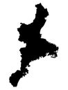 Black Map of Mie Prefecture Royalty Free Stock Photo