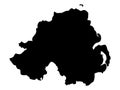 Black map of North Ireland on white background