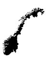 Black map of Norway on white background Royalty Free Stock Photo