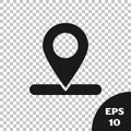 Black Map pin icon isolated on transparent background. Navigation, pointer, location, map, gps, direction, place Royalty Free Stock Photo