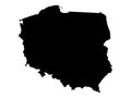 Black map of Poland on white background