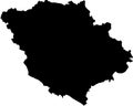 Black map of the POLTAVA OBLAST, UKRAINE