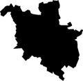 Black map of Poznan, Poland