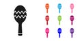 Black Maracas icon isolated on white background. Music maracas instrument mexico. Set icons colorful. Vector Royalty Free Stock Photo
