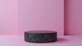 Black Marble Coffee Table on Pink Background Royalty Free Stock Photo