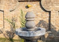 Black marble fountain closeup view