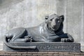 Black marble lion statue located the in Vatican Museums