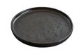 Black marble plate, Empty black ceramic plate, isolated on white background with clipping path, Side view Royalty Free Stock Photo