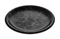 Black marble plate, Empty ceramic plate with marble texture, isolated on white background with clipping path, Side view Royalty Free Stock Photo
