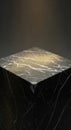 Black marble podium with golden glitter on top and subtle lighting effects creating luxurious display Royalty Free Stock Photo