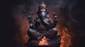 A black marble statue of the Hindu God Vinayakar Royalty Free Stock Photo