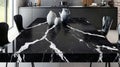 Black marble table, modern kitchen, d?cor, design, home Royalty Free Stock Photo