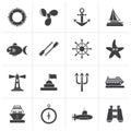 Black Marine and sea icons Royalty Free Stock Photo