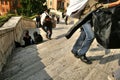 Black marketeers with fakes, rome, italy, running away