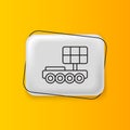 Black Mars rover icon isolated on yellow background. Space rover. Moonwalker sign. Apparatus for studying planets Royalty Free Stock Photo
