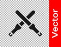Black Marshalling wands for the aircraft icon isolated on transparent background. Marshaller communicated with pilot
