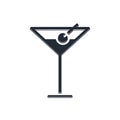 Black Martini glass icon isolated on white background. Cocktail icon. Wine glass icon. Vector Royalty Free Stock Photo