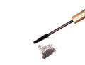 Black mascara brush stroke with applicator brush isolated on white background Royalty Free Stock Photo