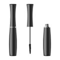 Black mascara set, open and closed tube