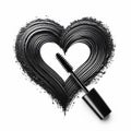 black mascara stroke heart shape with empty center isolated on white background Royalty Free Stock Photo