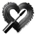 black mascara stroke heart shape with empty center isolated on white background Royalty Free Stock Photo