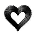 black mascara stroke heart shape with empty center isolated on white background Royalty Free Stock Photo