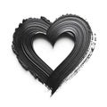 black mascara stroke heart shape with empty center isolated on white background Royalty Free Stock Photo