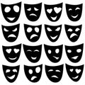 Black Mask different emotions. Vector.