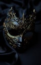 A black mask with gold details on it, AI