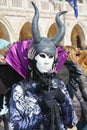 Black mask with horns, Venice, Italy, Europe Royalty Free Stock Photo