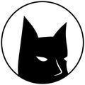 Black mask with sharp ears. Batman round vector logo on white background. Bat mask with eyes. Royalty Free Stock Photo