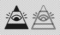 Black Masons symbol All-seeing eye of God icon isolated on transparent background. The eye of Providence in the triangle