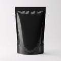 A black matte doypack pouch, standing upright with corrugated edges Royalty Free Stock Photo