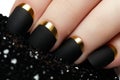 Black matte nail polish. Manicured nail with black matte nail po Royalty Free Stock Photo